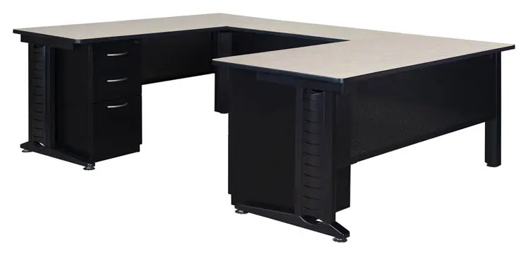 Steel U-Desk 72in W x 102in D with 2 and 3 Drawer Pedestals by Regency Furniture