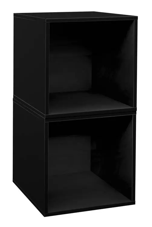 Niche Cubo Wood Stackable Storage Bookcase Shelf Organizer Cube- Ebony Black, 2PK