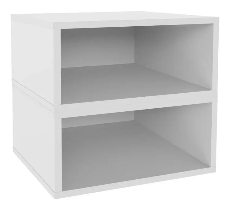 Niche Cubo Half Size Wood Stackable Storage Bookcase Shelf Organizer Cube- Snow White, 2PK