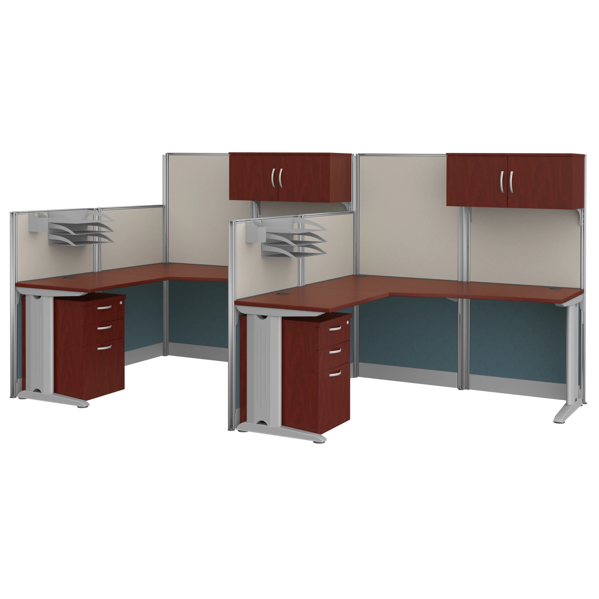 Regency Instant Office 63H x 129W 2 Person L-Shaped Cubicle Panel Workstation with Storage, Hansen C, Paper | Quill