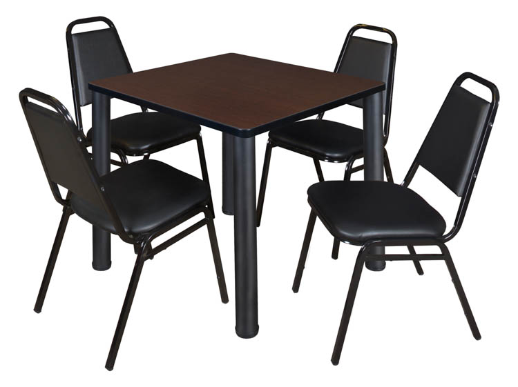 30" Square Breakroom Table & 4 Restaurant Stack Chairs by Regency Furniture