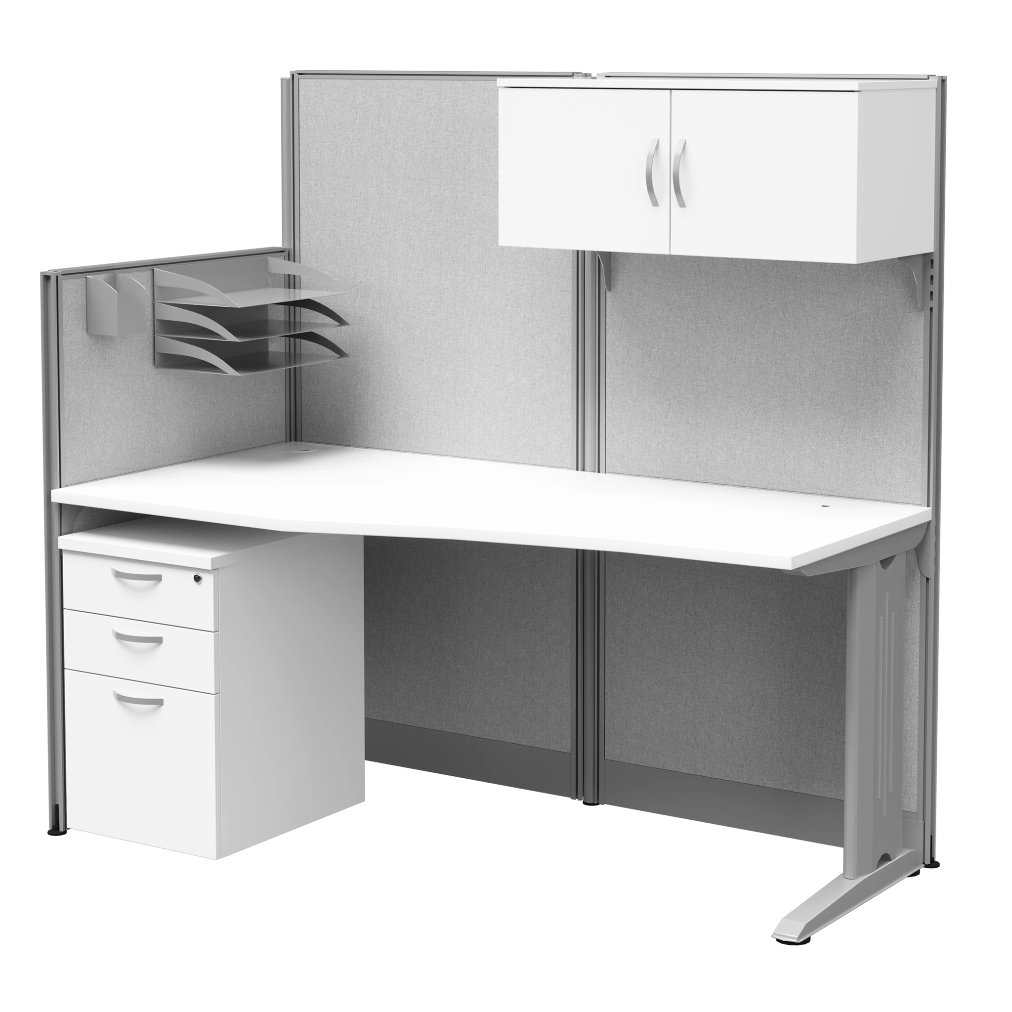 Regency Instant Office 63H x 65W Cubicle Workstation with Storage and Accessory Kit, White (IO36192, Paper | Quill