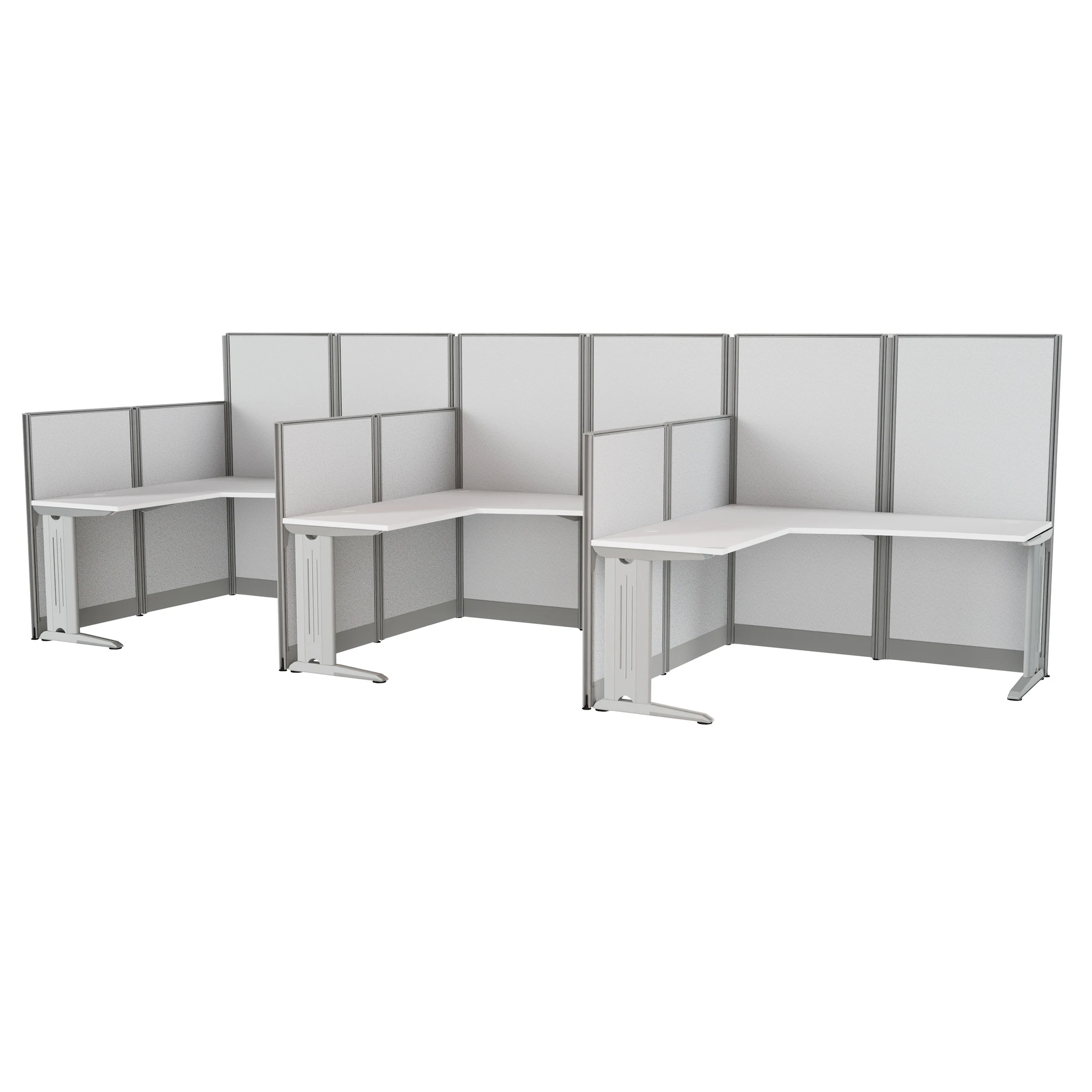 Regency Instant Office 63H x 193.5W 3 Person L-Shaped Cubicle Panel Workstation, Pure White (IO36194, Paper | Quill
