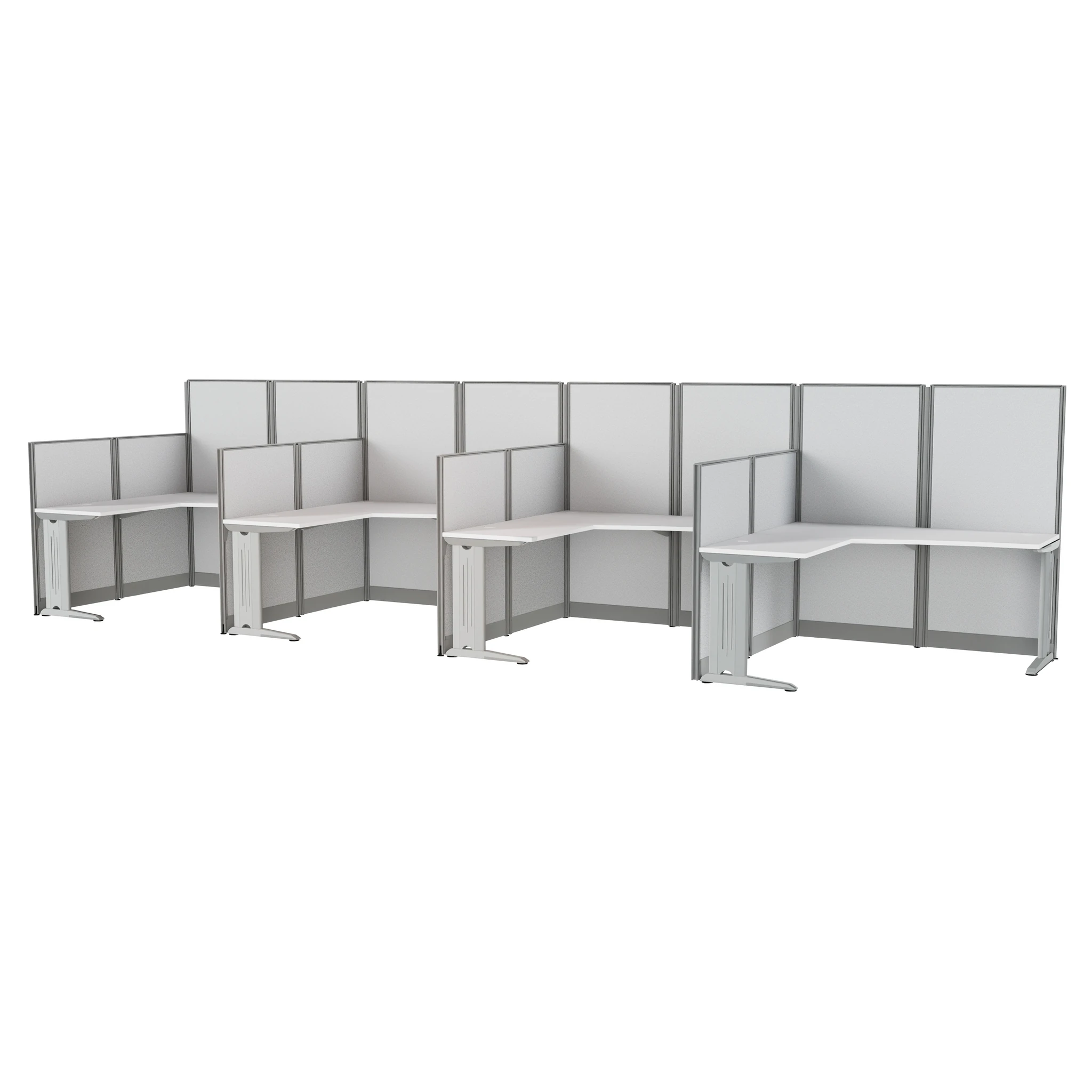 Regency Instant Office 63H x 258W 4 Person L-Shaped Cubicle Panel Workstation, Pure White (IO36194-0 | Quill
