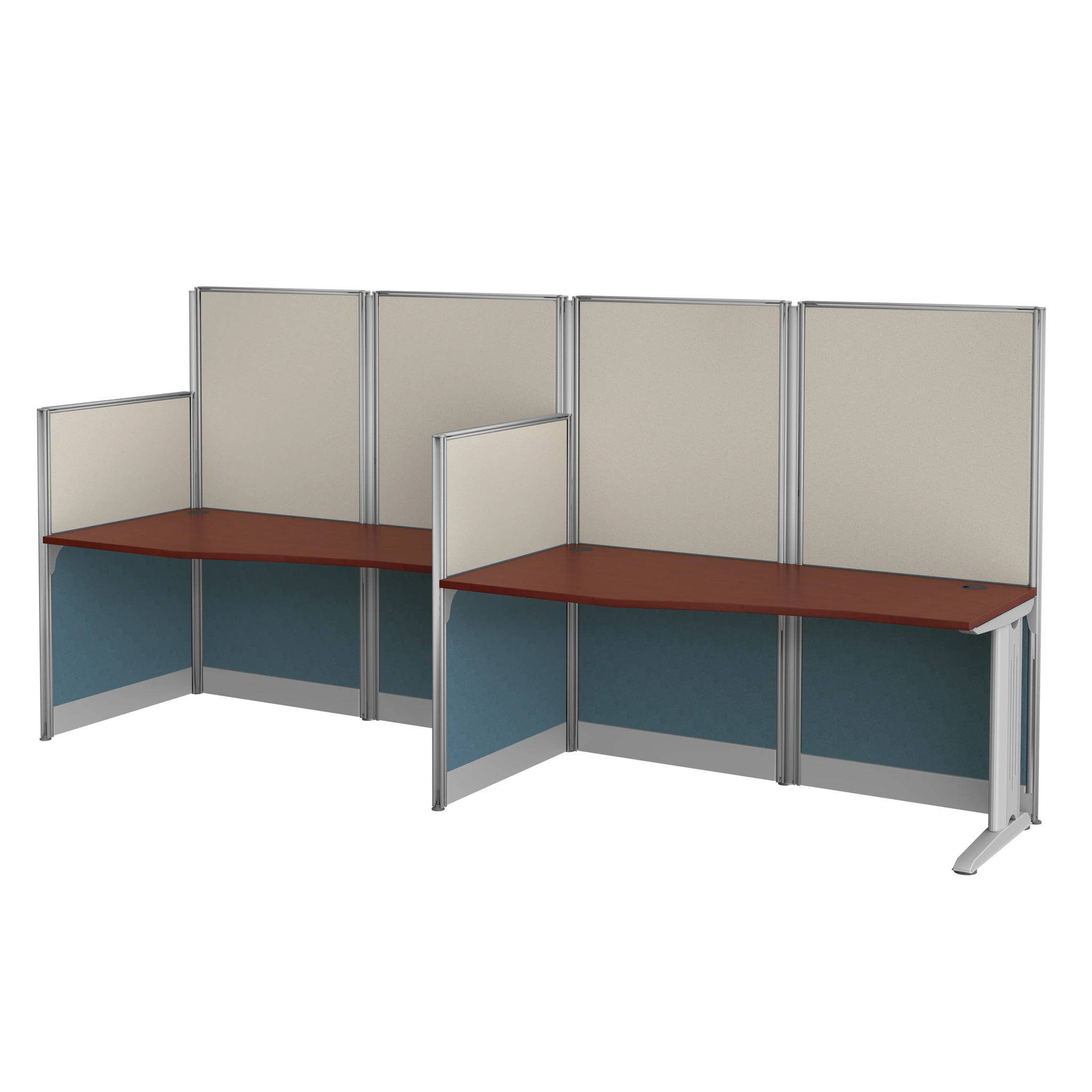 Regency Instant Office 63H x 129W 2 Person In-Line Cubicle Panel Workstation, Hansen Cherry (IO36492 | Quill