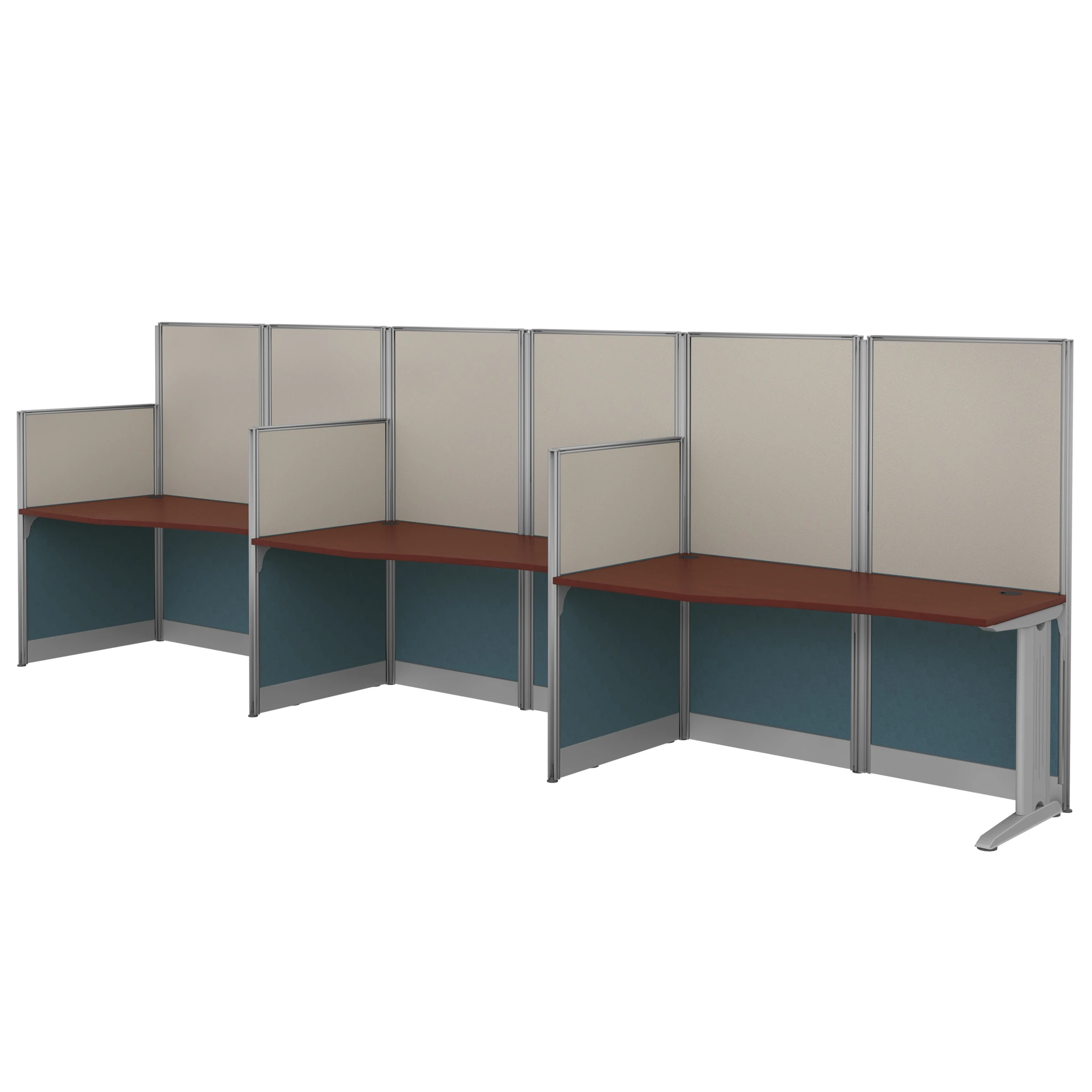 3 Person In-Line Cubicle Workstation 193in W x 33in D by Regency Furniture