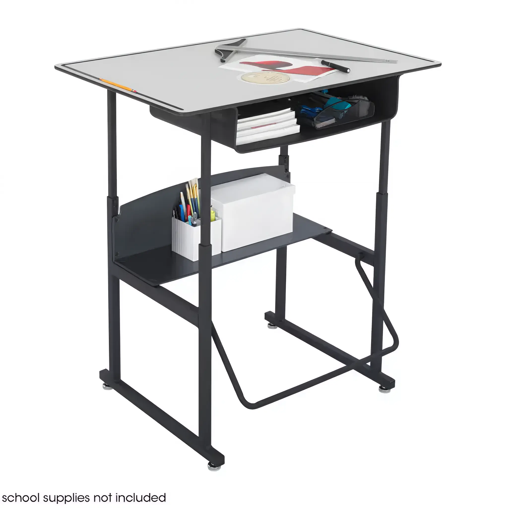 Safco 1209GR Black frame AlphaBetter Desk- 36 x 24 Premium Top- with Book Box