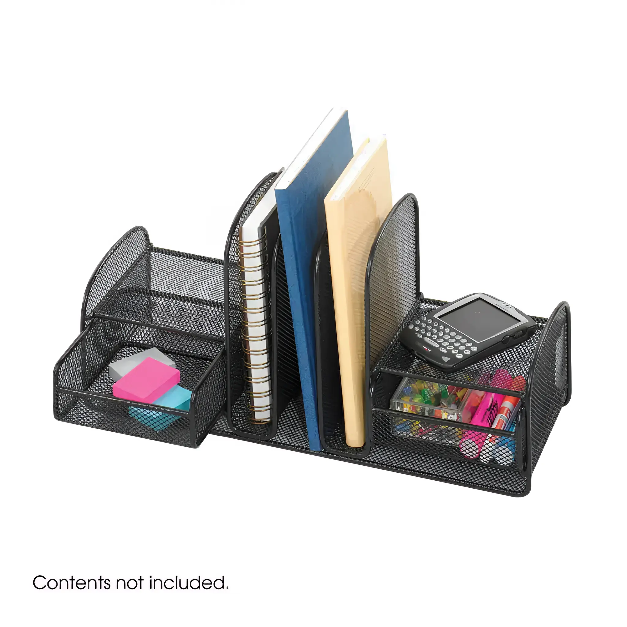Safco 3263BL   Onyx Mesh Multi-Purpose Desk Organizer - 3 Upright - 2 Drawers - Black