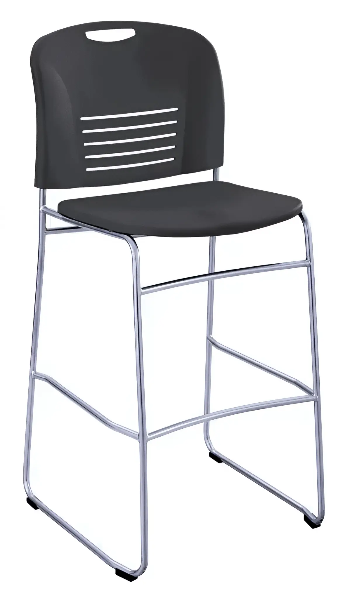 Safco® Vy™ Bistro Sled Base Chair, Plastic, Black, Seat: 18 1/2"W X 17"D, Back: 19 1/2"W X 16"H