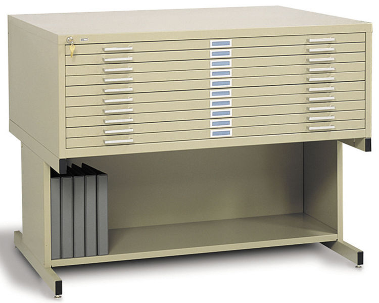 43in W 10 Drawer Steel Flat File with Base by Safco Office Furniture