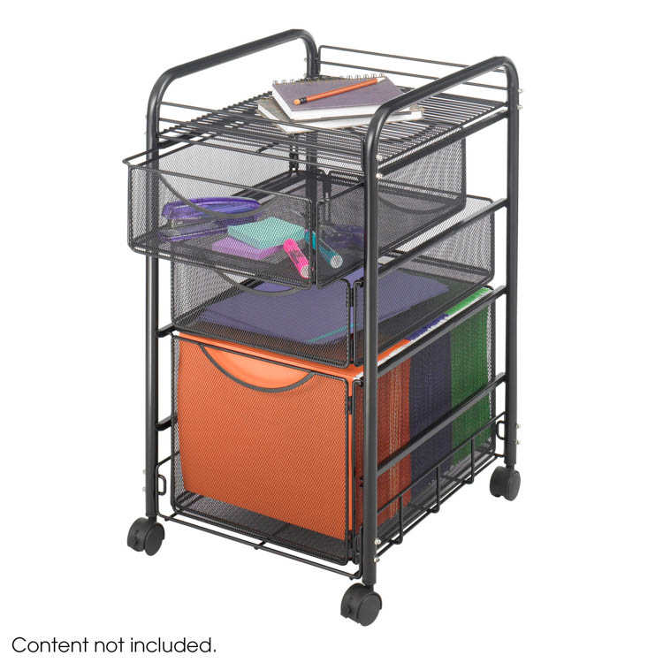 OnyxÃ¢Â„Â¢ Mesh File Cart with 1 File Drawer and 2 Small Drawers by Safco Office Furniture