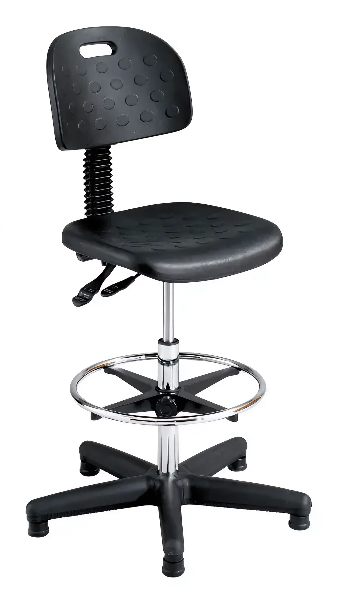 Soft Tough Deluxe Workbench Chair, Polyurethane, Black, Glides