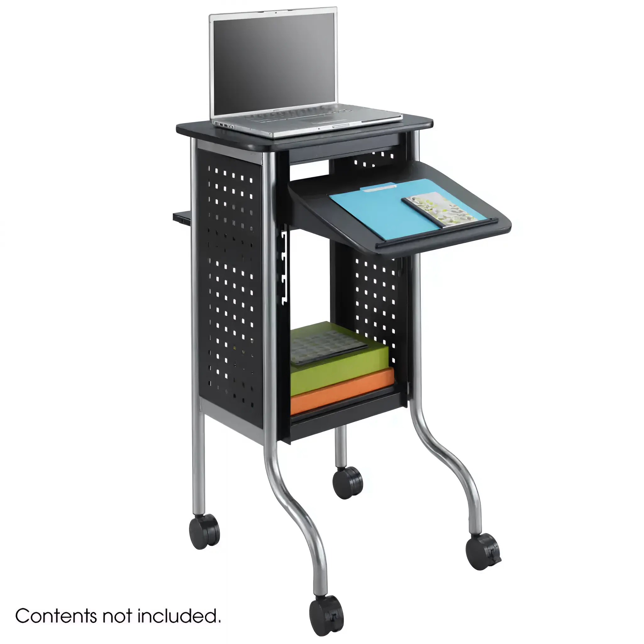 Safco Scoot 3-Shelf Metal Mobile Presentation Cart with Lockable Wheels, Black (8945BL)