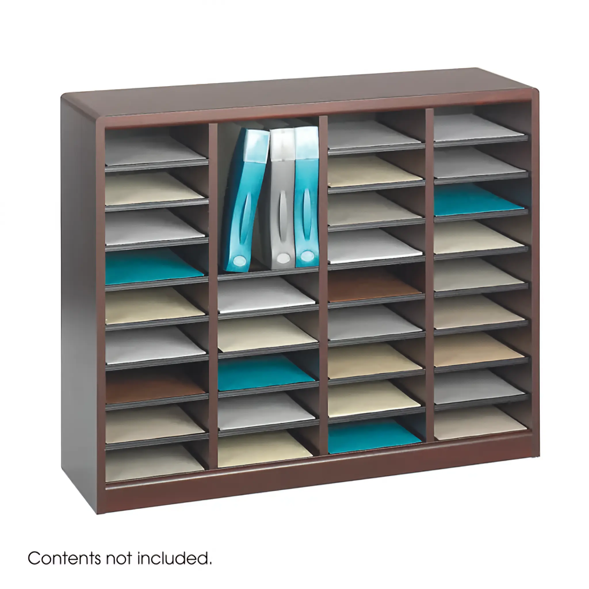 Safco E-Z Stor® 36-Compartment Literature Organizers, 40" x 11.75", Mahogany (9321MH)