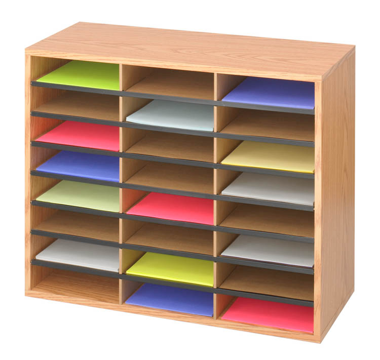 24 Compartment Wood Literature Organizer by Safco Office Furniture