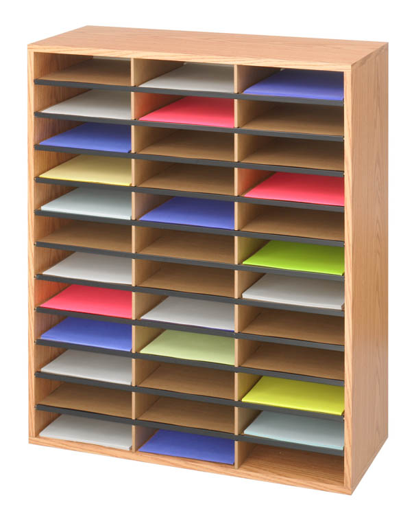 36 Compartment Wood Literature Organizer by Safco Office Furniture