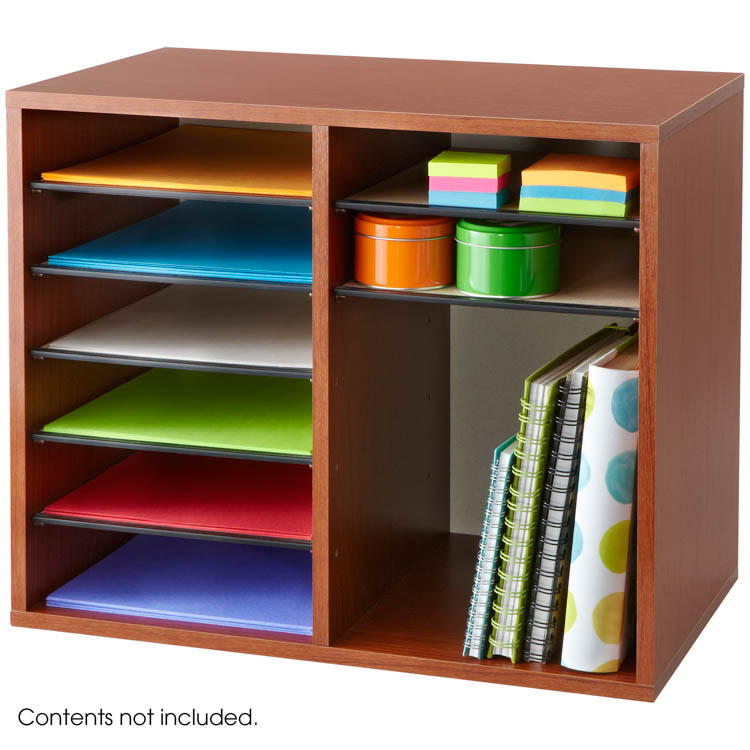 Wood Adjustable Literature Organizer - 12 Compartment by Safco Office Furniture