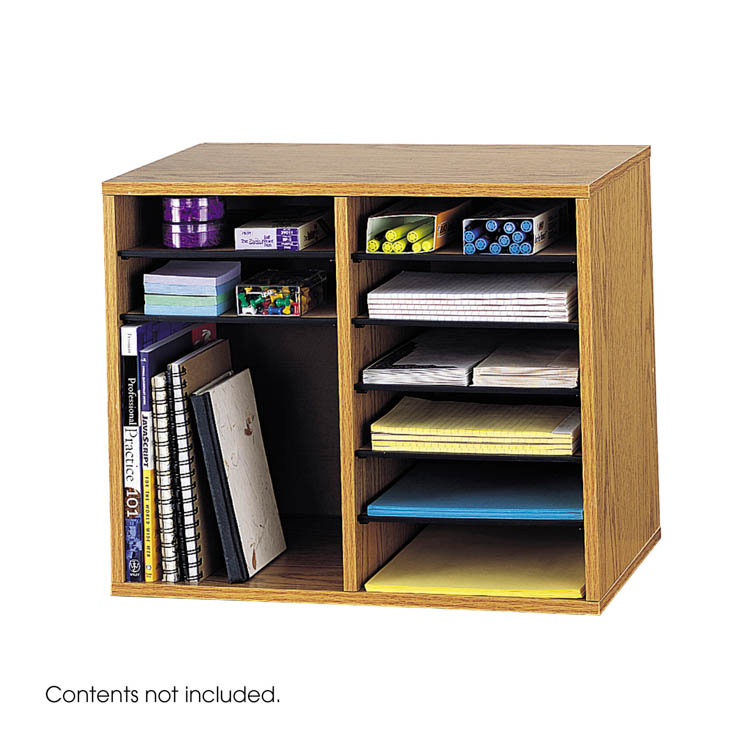 Wood Adjustable Literature Organizer - 12 Compartment by Safco Office Furniture