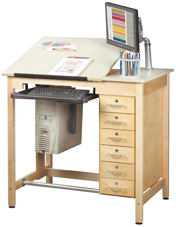Drawing Table with Drawers by Shain Solutions