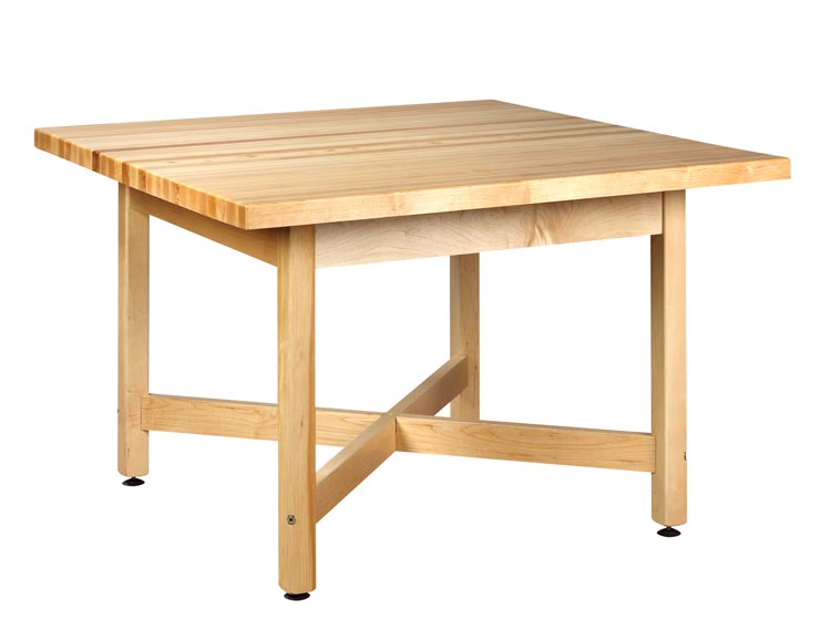 48"W Four Station X Table with Maple Top by Shain Solutions