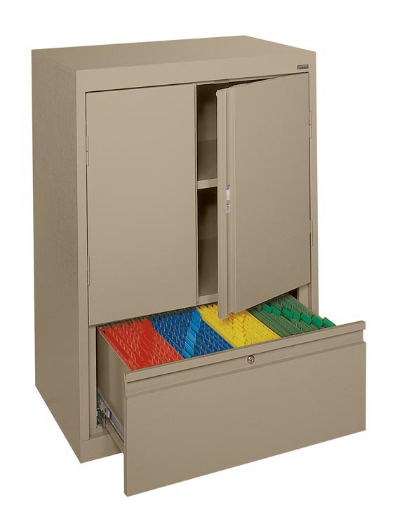 Counter Height Storage Cabinet with File Drawer by Sandusky Lee