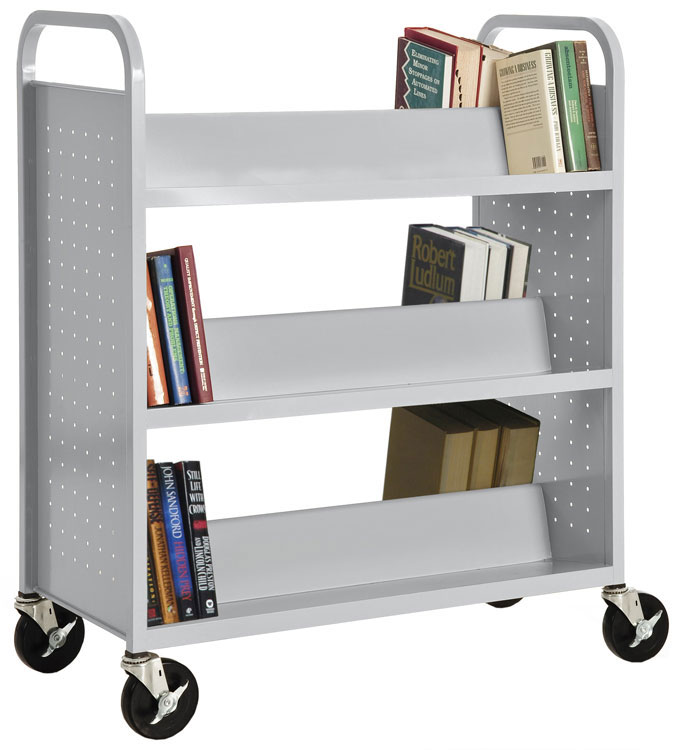 Double Sided Sloped Shelf Booktruck by Sandusky Lee