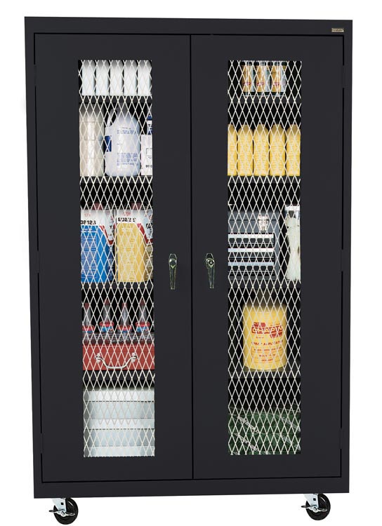 46"W x 24"D x 78"H Mobile Expanded Metal Front Storage Cabinet by Sandusky Lee