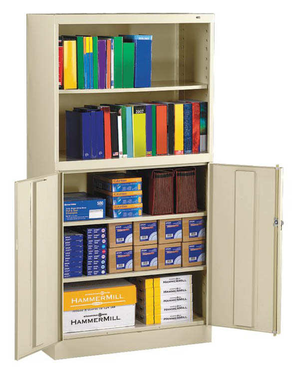 72in H Welded Storage Cabinet/Bookcase Combo Unit by Tennsco