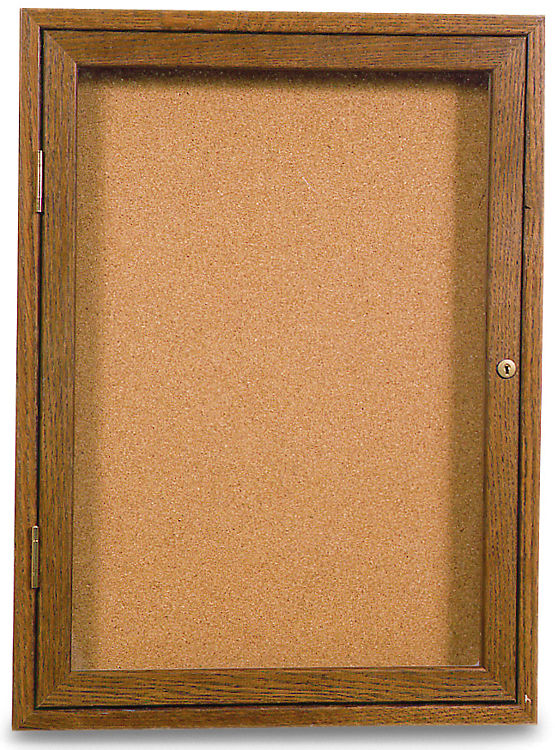 18in x 24in Oak in Door Enclosed Corkboard by United Visual