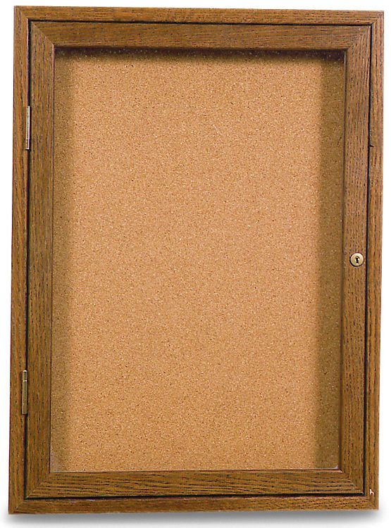 18" x 24" Oak Indoor Enclosed Corkboard by United Visual