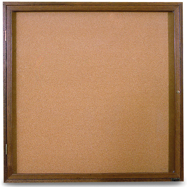 36in x 36in Oak in Door Enclosed Corkboard by United Visual