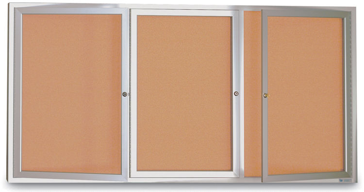 72in x 36in 3 Door in Door Enclosed Corkboard by United Visual