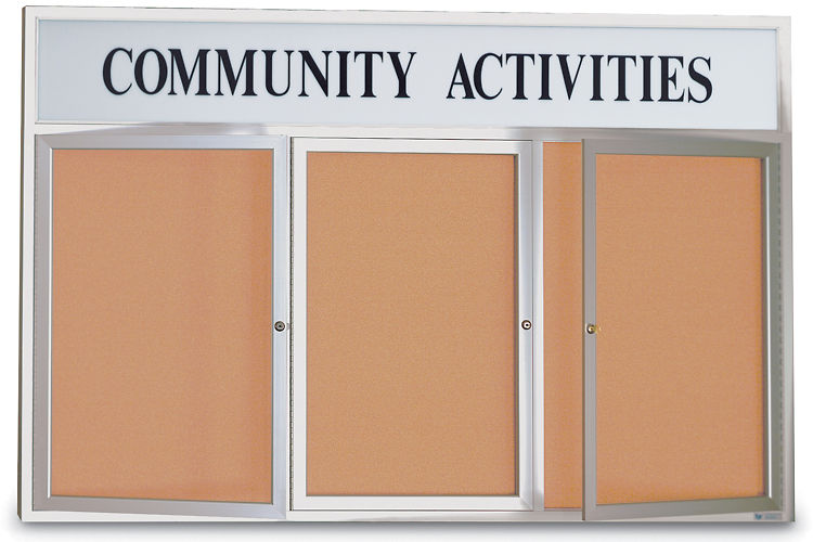 72" x 36" Indoor Enclosed Corkboard with Header by United Visual