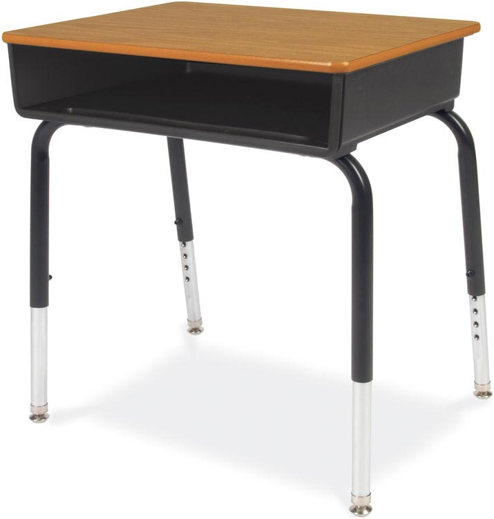 Open Front, Height Adjustable, Student Desk with Laminate Top and Plastic Book Box by Virco