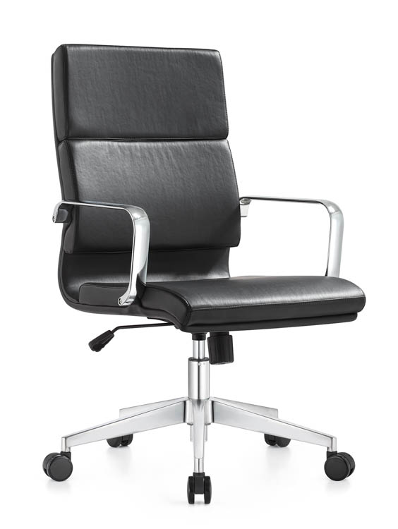 Mid Back Leather Swivel Chair by Woodstock