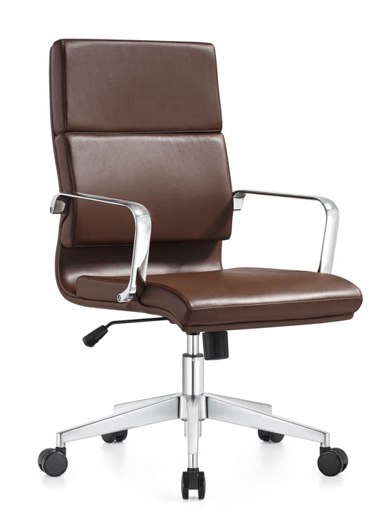 Mid Back Leather Swivel Chair by Woodstock