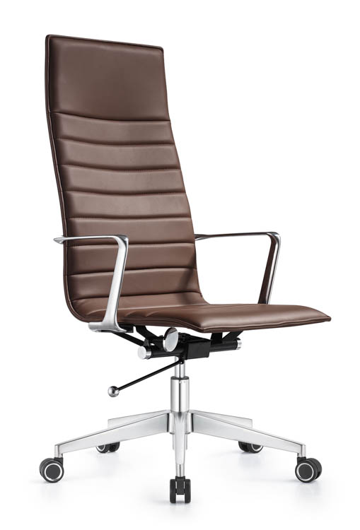 High Back Leather Swivel Chair by Woodstock