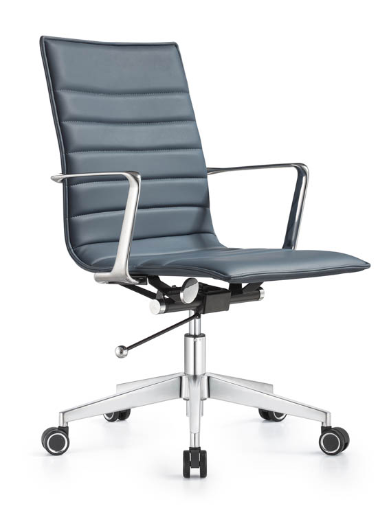 Mid Back Leather Swivel Chair by Woodstock