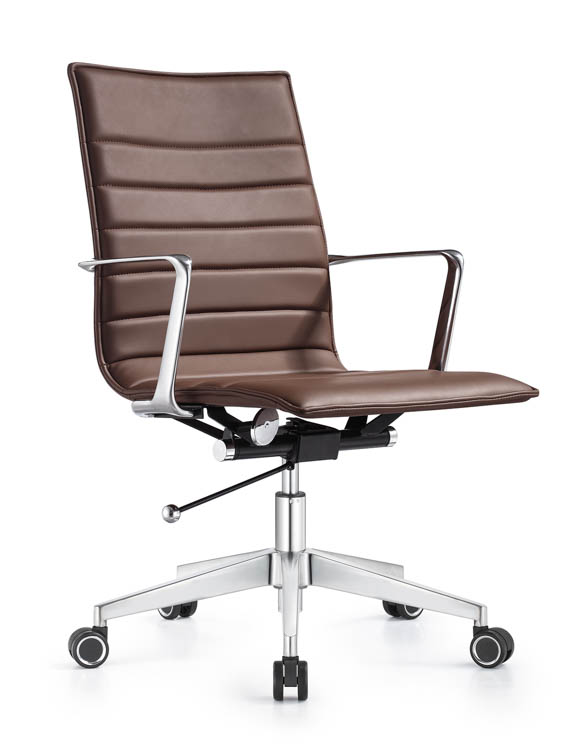 Mid Back Leather Swivel Chair by Woodstock