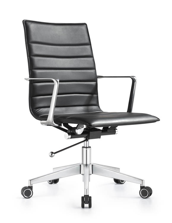 Mid Back Leather Swivel Chair by Woodstock