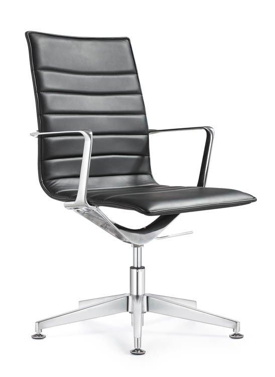 Leather Side Swivel Chair with Glides by Woodstock