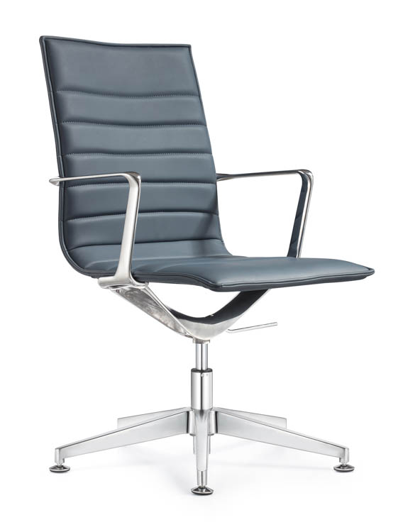 Leather Side Swivel Chair with Glides by Woodstock