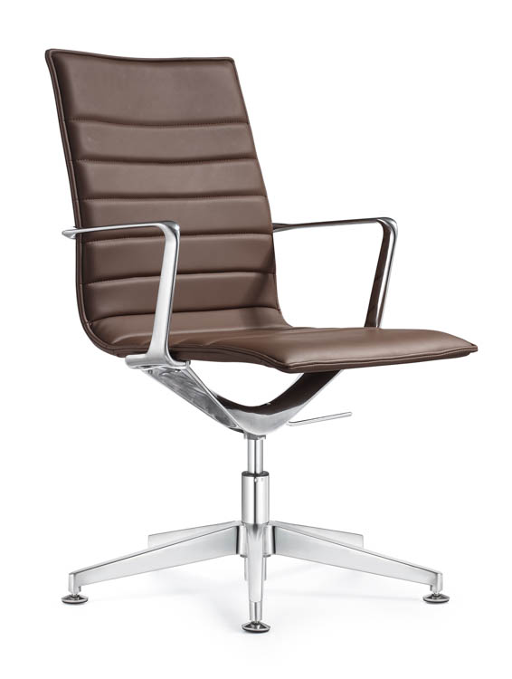 Leather Side Swivel Chair with Glides by Woodstock