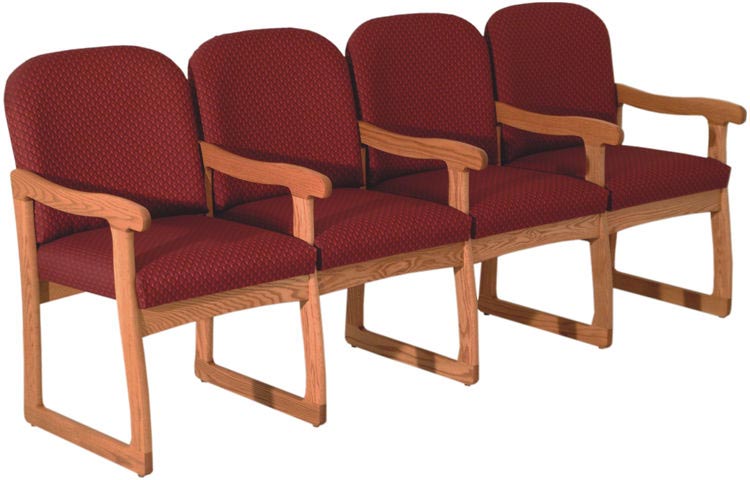 Quadruple Sled Base Sofa with Arms by Wooden Mallet