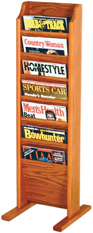 7 Pocket Oak Magazine Floor Rack by Wooden Mallet