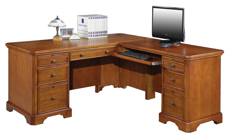 66in W L-Shaped Executive Desk by Wilshire Furniture