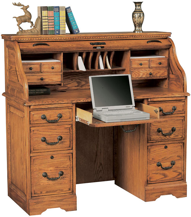 48"W x 23"D x 46"H Solid Wood Roll Top Desk by Wilshire Furniture