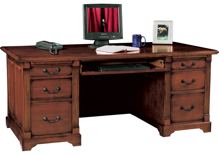 72.5"W x 35.5"D x 31"H Solid Wood Executive Desk by Wilshire Furniture