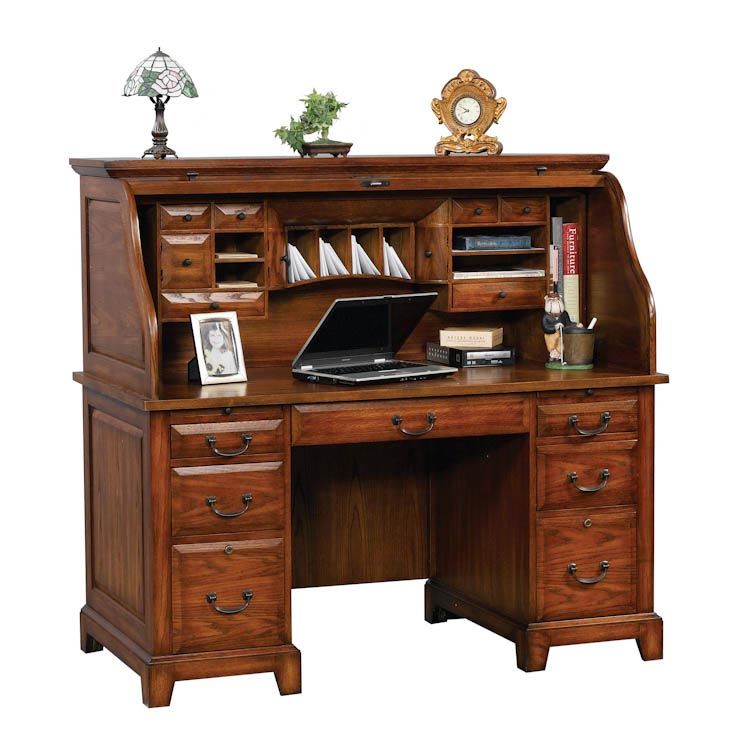 57"W x 29"D x 53"H Roll Top Desk by Wilshire Furniture